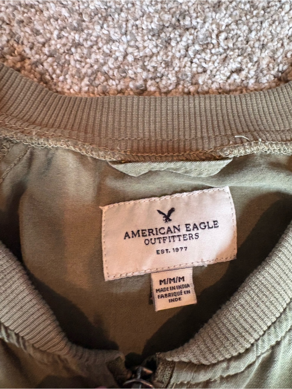 American Eagle Outfitters Olive Green Bomber Jacket - Picture 3 of 4